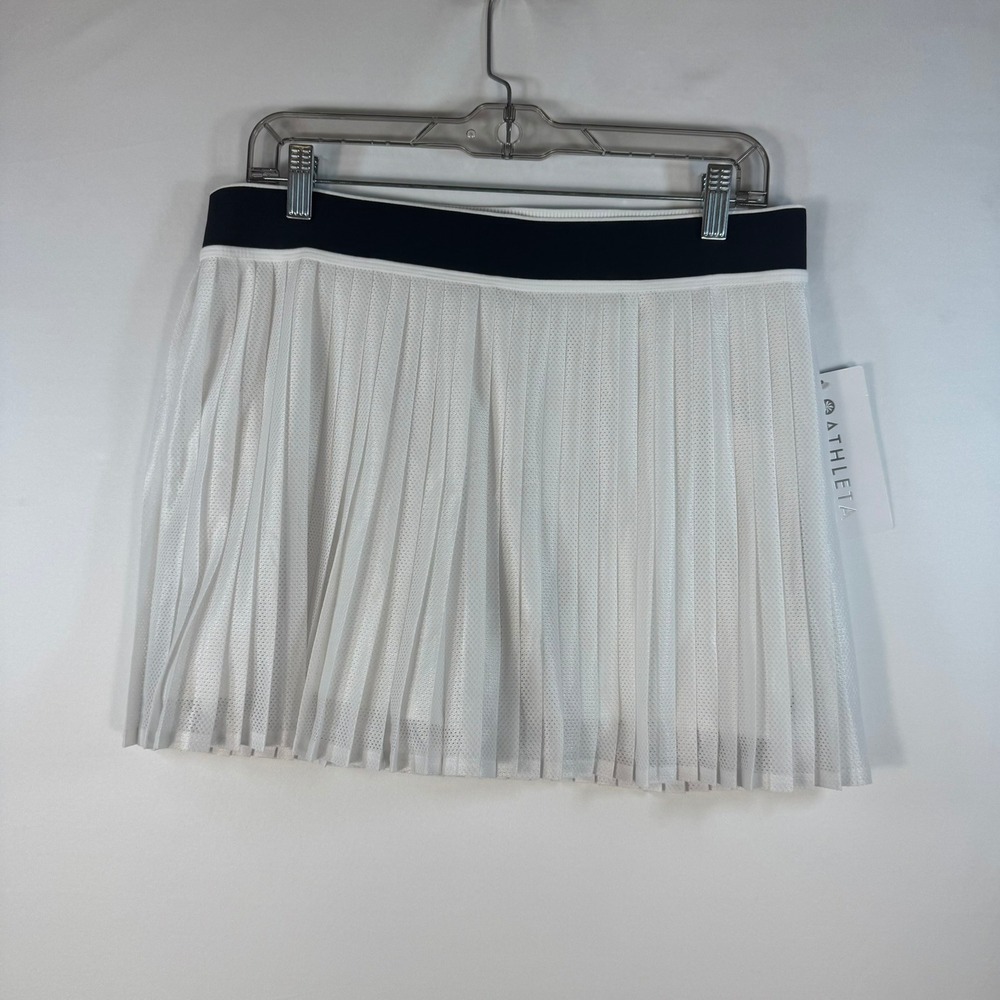 Athleta Pinnacle Skort Womens XL White Pleated Mesh Tennis Golf Skirt New